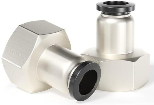 TAILONZ PNEUMATIC Racores de conexión a presión hembra rectos de 8 mm de diámetro exterior x rosca BSP de 1/2 pulgada PCF8-04(paquete de 2)