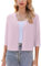 Zeagoo Damen Bolero Festlich Lässige Strickjacke Open Front Bolerojacke Elegant Business Cardigan 3/4 Ärmel Leichte Kurzer Blazer Rosa XXL