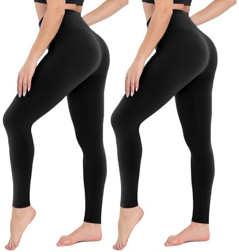 CAMPSNAIL 2er Pack Leggings Damen Schwarz High Waist Sport Leggins Blickdicht Sporthose für Gym Yoga(2er Pack- Schwarz,4XL