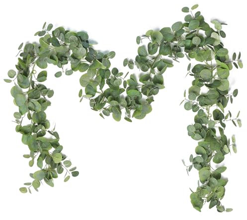 MEIVINES Guirlandes d'Eucalyptus Artificielles 1Pcs 6,39Ft Plantes d'Eucalyptus Artificielles Plantes Artificielles Interieur pour Mur Centre de Table Décoration de Mariage