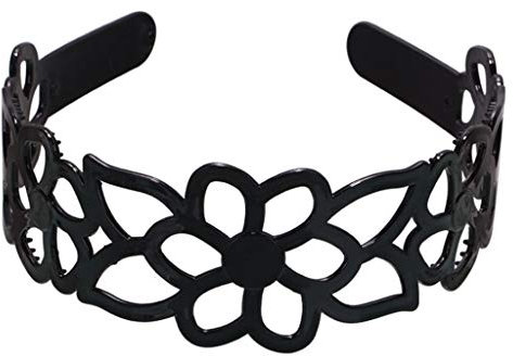 Serre-tête large en plastique pour femme et fille - Motif fleurs creuses - Antidérapant - Accessoire de coiffure