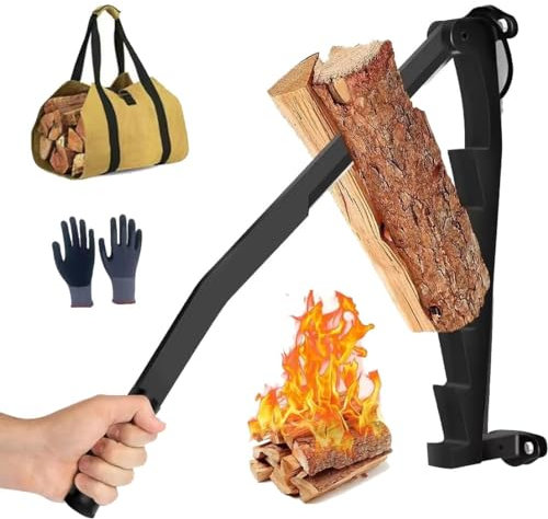 LINCYS Handholzspalter Manueller Holzspalter, Anzündholz Spalten Werkzeug für Campingplatz Outdoor Anzündholz Spalten Werkzeug, Karbonstahl