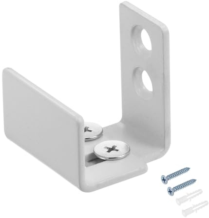 sourcing map Sliding Barn Door Floor Guide Wall Mounted, (25mm-37mm) Flexible Adjustable U Bracket Flush Flat Bottom Design, White