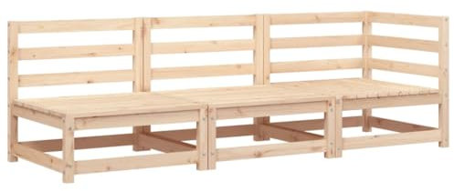 vidaXL Outdoor Sectional Sofa - 3-Seater Corner Garden Sofa in Natural Solid Pine Wood with Comfortable Backrest and Slatted Water- Design