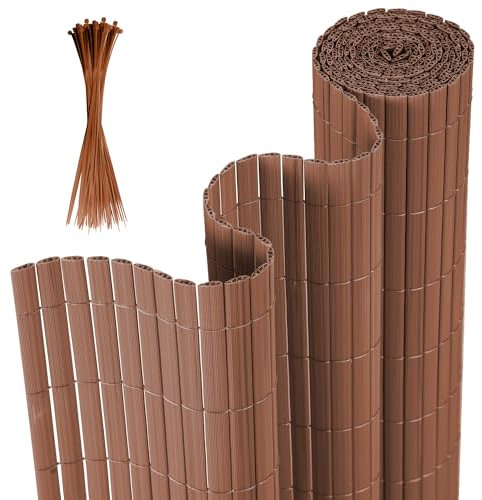 Joparri Canisse en PVC, Brise Vue en PVC Renforcement en 4 Poids, Marron, pour Jardin, Balcon, terrasse, clôture, revêtement de Balcon, 100 x 600 cm