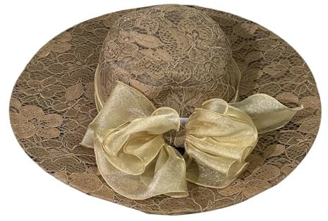 Chapeau de Paille Femme en Dentelle Large Bord Casquettes d'été de Plage Pliable Elégant Chapeau de Soleil Anti-UV Chapeau de Plage pour Voyage Plage Extérieur Pêche