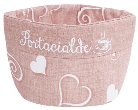 Portacialde Tessuto Cuore Contenitore Cialda Caffè Zucchero Centrotavola Cucina Porta Oggetti (Rosa)