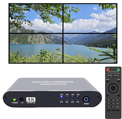 Video-Wand-Controller, 2 x 2, 4K, UHD, TV-Wand-Controller, 1 x 2, 2 x 1, 1 x 3, 3 x 1, 1 x 4, 4 x 1, unterstützt 4K30 HDMI-Eingang für max. 4 TV-Spleißbildschirme