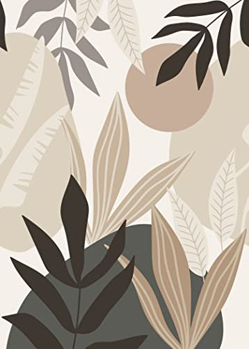 papier peint panoramique feuilles tropicales beige et gris 200 x 279 cm - ESTAhome