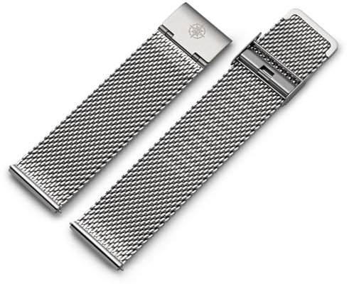 Kistanio 22 mm Milanaiseband aus Edelstahl Druckverschluss Meshband Silberfarben - ME-22-SI