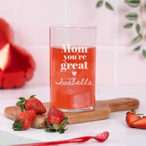 Wanapix | Verre à Cocktail Gravé | Verre Personnalisé avec Prénom | 62 cl - 14 x 8ø cm | Sans Plomb | Haute Durabilité | Mom