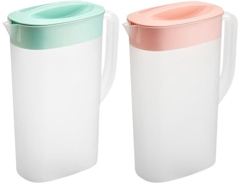 Brocca per frigorifero, 2,5 l, in plastica, con coperchio del filtro, caraffa per acqua, succhi di frutta, teiera, acqua calda fredda, caffè, latte, tè, bevande, brocca per la casa e le feste