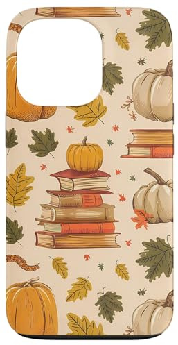 Hülle für iPhone 13 Pro Vintage Kürbis Herbst Blätter und Bücher Bücherwurm Bookish