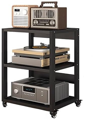 HiFi-Racks und -Ständer, Audio-Rack-Schrank, AV-Regal, 2-, 3-, 4- und 5-stufiger Audio-Rack-Turm auf Rädern, robuster Audio-Video-Medienständer, Racks für Unterhaltungs-Stereokomponenten (Gr