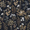 Abyssaly Schwarze und goldene Tapete, dunkles Blumenmuster, zum Abziehen und Aufkleben, Vintage-Blatt-Kontaktpapier, entfernbar, selbstklebend, stimmungsvolle botanische Vinylfolie für Schlafzimmer