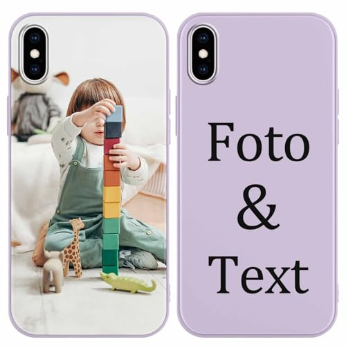 Yoedge Personalisierte Handyhülle für iPhone XS Max - Lila Hülle mit Eigenem Foto Bedrucken Bild Text Individuelle Schutzhülle Selbst Gestalten