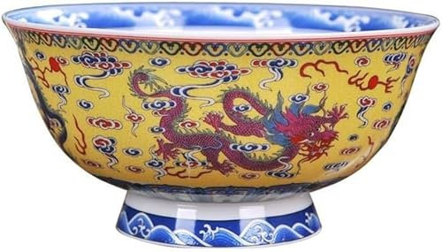 Bol en céramique * Bol de riz en porcelaine de style palais ancien chinois, bol à bouillie, bol à soupe 15,6 cm 6,14 pouces Poterie Porcelaine à pied haut en porcelaine à motif de dragon Bol Vaisselle