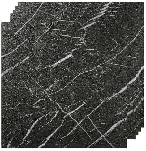 30-Pack Peel and Stick Vinyl Floor Tiles, 12x12 Self-Adhesive Waterproof Peel and Stick Flooring Planks DIY for Bathroom, Kitchen, Living Room, Cover 30 Sq. Ft Black