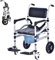 Shower Chair with Wheels Aluminum Alloy 4 in 1 Foldable Height Adjustable Shower Wheelchair, Sturdy Rolling Shower Chair with Large Commode for Seniors (Black)