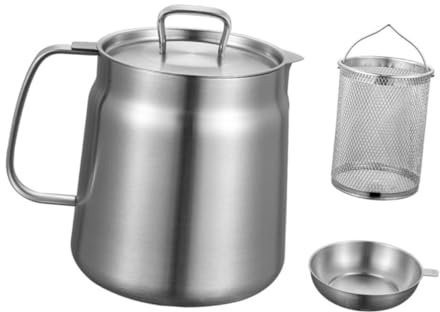 Cabilock Filtro De Aceite De Cocina Recipiente Para Grasa De Tocino Jarra Colador Metálico