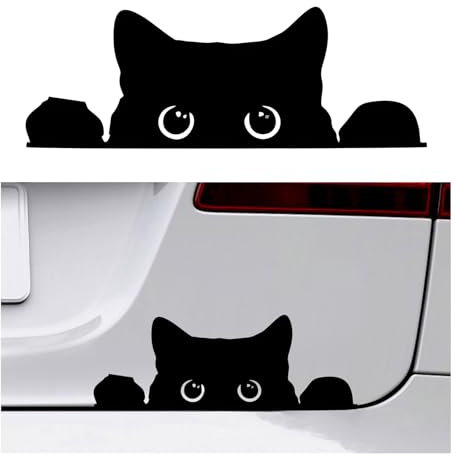 DXNQ Adesivo a forma di gatto che sbircia subdolo, impermeabile, forte adesivo con curioso gatto nero, rimovibile, divertente, sbirciante, adesivo per finestrino auto, laptop, accessori per auto