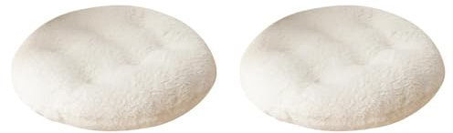 2er-Set Runden Plüsch Stuhlkissen 26x26 cm Sitzkissen Gefüllt, Memory Foam Kissen, Outdoor Gartenstuhlkissen, Garten Sitzpolster Set für Rattanstühle, Outdoor Stuhlauflage, 2er Set Weiß
