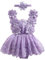 ZZLBUF Newborn Baby Girl Clothes Infant Flower Lace Tutu Romper Dress Ruffle Sleeveless Bodysuit Cake Smash Outfits (Flower Violet, 0-3 Months)