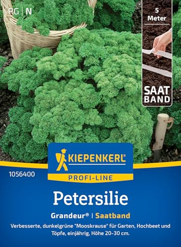 Kiepenkerl Profi-Line Petersiliensamen Grandeur® 1056400 – verbesserte, dunkelgrüne Mooskrause für garten und Töpfe - Kräutersamen, Petersilienpflanze