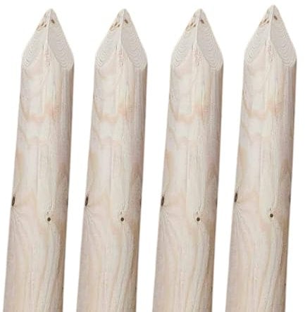 TIMBERMIK ø 6cm 4-Pack Spitze Holzpalisaden Länge: 200 cm Holzpfähle Garten Palisade Holz Baumpfahl Zaunpfosten Witterungsbeständig Weidezaunpfähle Gartenzaun Nicht Imprägniert