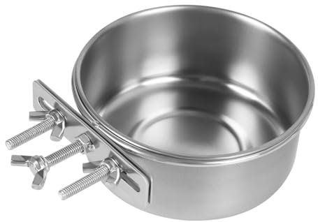 MIOYOOW Gamelles à Oiseaux Séparable, Mangeoire d'alimentation INOX Cage pour Oiseaux, Bol d'eau et Nourriture pour Perroquet, Petits Animaux, Chatons et Chiots 10/12/14/16 cm