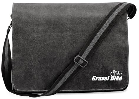 Huuraa Umhängetasche Gravel Bike Fahrrad Geschenk | Messenger Bag mit Schultergurt 14 Liter Schultertasche Canvas Laptoptasche Geschenkidee Crossbody Tasche