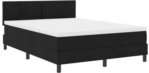 vidaXL Boxspringbett mit Matratze Schwarz 140x190 cm Stoff Stabil Komfortabel Stilvolles Bett Schlafzimmermöbel Schaumstofftopper Komfortrahmen Modern Unterstützend