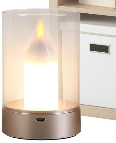 Genérico Lámpara De Mesilla | Sensor Táctil Lámpara Nocturna Decoración con Luz de Vela,Iluminación Ambiente Cálida Decoración Hogar Recargable Sensor Táctil Para Dormitorio, Guardería Y Camping