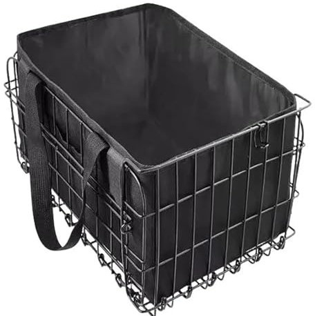 EURDFHY Bike Basket Rear Bike Basket, Bicycle Basket With Removable Liner Bag, Reflective Sheet, Foldable Metal Ebike Basket For Women Men, Carrying