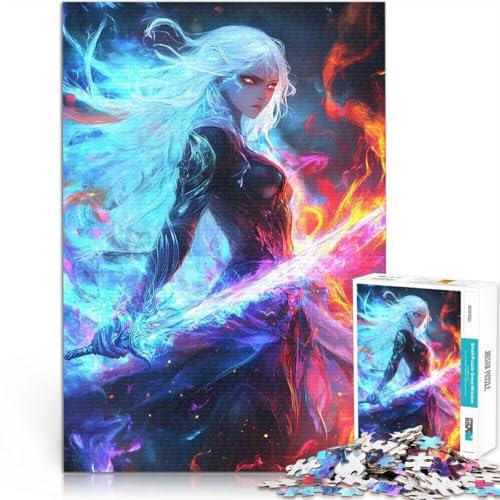 Anime Warrior with Blazing SwordAdults Puzzles 1000 Piece Jigsaws Quiz game for is ideal as a gift for the whole family 38x26cm