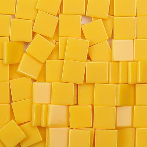 100PCS Resin Mosaic Tiles Yellow 1CM Square Mosaic Tiles Bulk Mosaics Supplies for Crafts