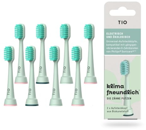8er Tio Aufsätze passend für Philips Sonicare Ersatzbürsten - Medium Bürstenköpfe, für täglich präzise Zahnreinigung - Elektrische Zahnbürste