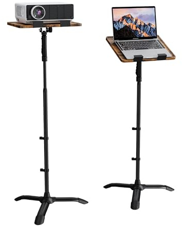 ETHU Laptop Floor Stand with One-Hand Height Adjustment 15kg Capacity | Heavy-Duty Adjustable Desk with Safety Lock for Home Office and Studio Use, Walnut