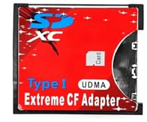 JZK Adattatore SD a CF Tipo I per scheda di memoria Compact Flash, convertitore/lettore SDHC SDXC per fotocamere DSLR, supporta da 16GB a 128GB e oltre, Rosso