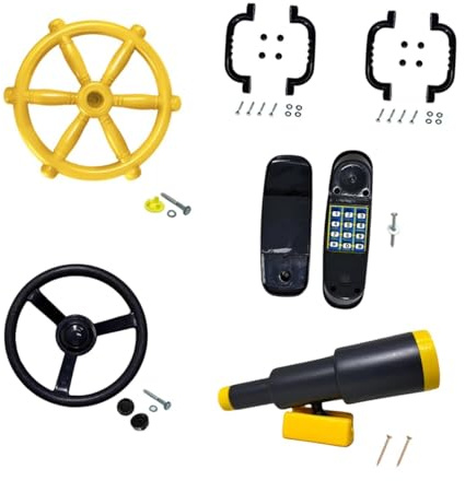 Steering Wheel Attachment 360° Rotation for Creative Play | Fits various sets, polypropylene construction, includes telephone and telescope