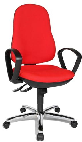 Topstar Synchro Steel II 8929G21 Bürostuhl, Schreibtischstuhl, inkl. Armlehnen, Bezugsstoff rot