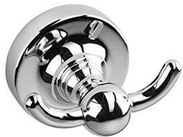 Croydex Glue-Fix Worcester Double Robe Hook, Easy Fit No Drilling No Tools, Chrome/Silver