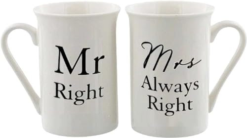 Contento 5017224554818 Amore Mug Set Mrs Always Right Motif Pair Cup, One Size, White