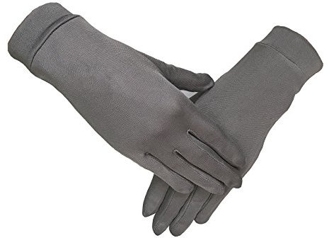 LSHARON Thermo-Handschuhe aus 100 % Maulbeerseide, für Ski, Fahrrad, Fahrrad, grau, M