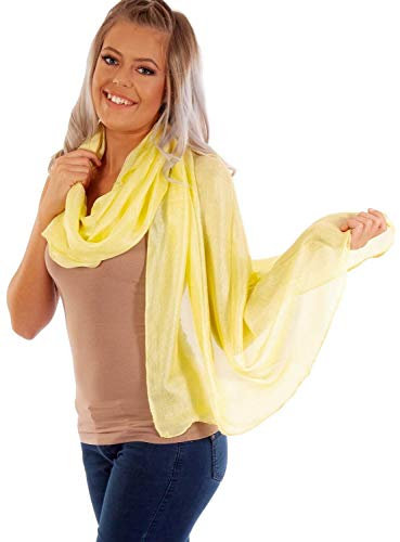 DOLCE ABBRACCIO by RiemTEX ® Schal Damen PRIMA DONNA Stola Tuch aus Wildseide im zarten Gelb Tücher in 31 Unifarben Halstücher Seidentuch Schals Damen Halstuch Seidenschal (Zitronengelb)