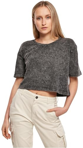 Build Your Brand Damen Ladies Acid Washed Cropped Tee T-Shirt