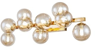 MAYTONI DALLAS Wandleuchte Gold – 9-flammige Wandlampe modern (28 W) – Schlafzimmerlampe, Wohnzimmerlampe und Flurlampe – Leuchte aus Metall und Glasschirmen