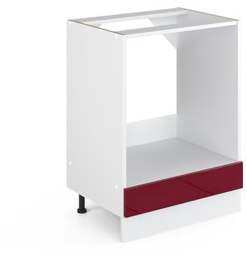 Vicco Meuble pour Four R-Line, Rouge Bordeaux Haute Brillance/Blanc, 60 cm sans Plan de Travail