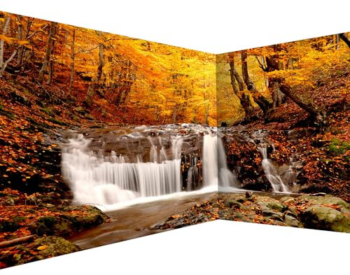 murando Eckfototapete Wasserfall 550x250 cm Vlies Tapeten Wandtapete XXL Moderne Fototapete Wanddeko Design Wand Dekoration Wohnzimmer Schlafzimmer Büro Flur Natur Herbst Wald c-B-0472-a-a