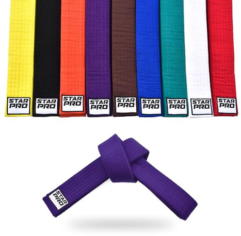 Starpro Karate Arti Marziali Cinture - Gear Judo Taekwondo Design Durevole e Leggero | Classificazione Cintura 9 Colori 100% Cotone Sette Punti | 240 cm 280 cm 320 cm